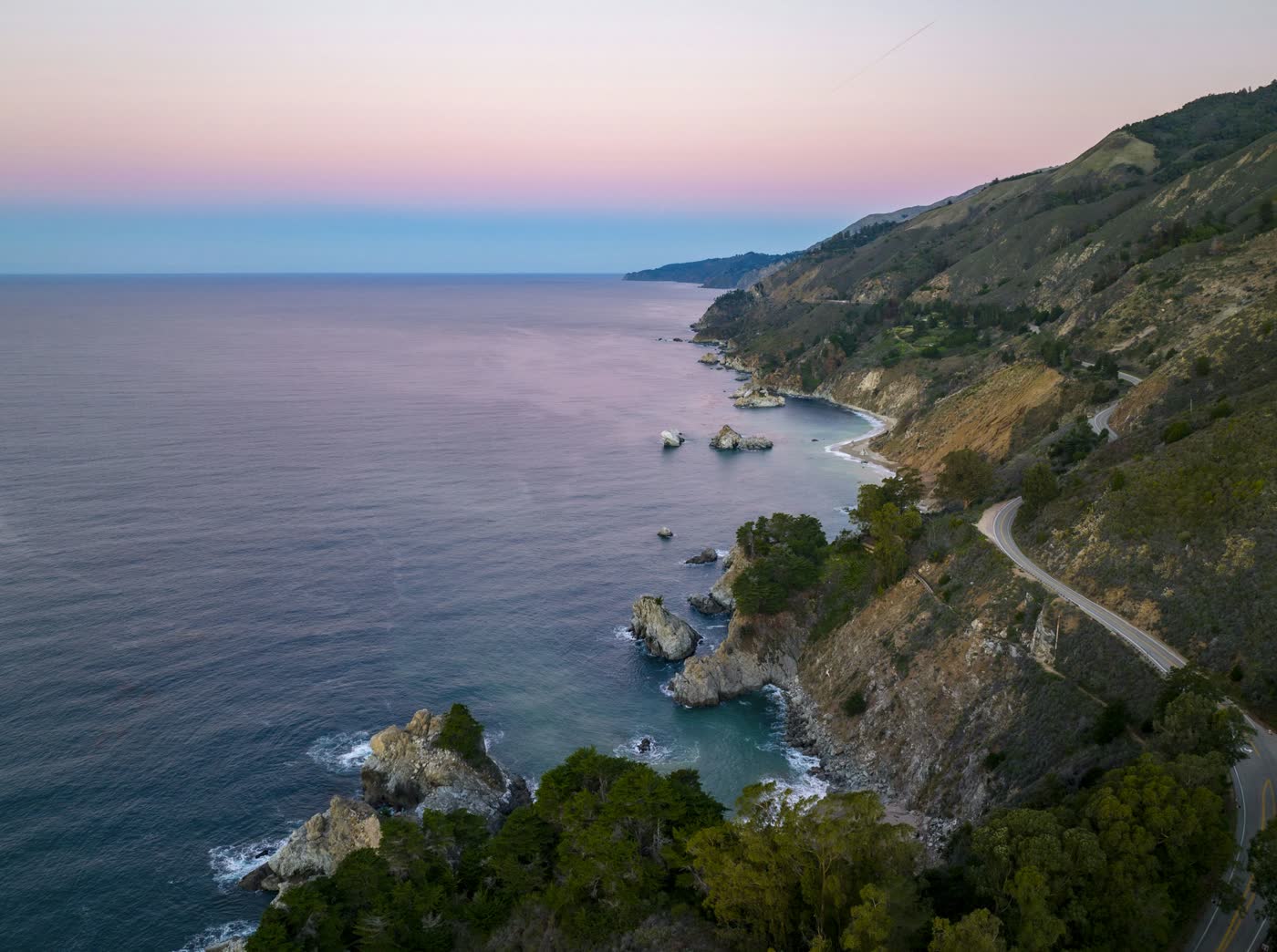 Coastal estate at dusk